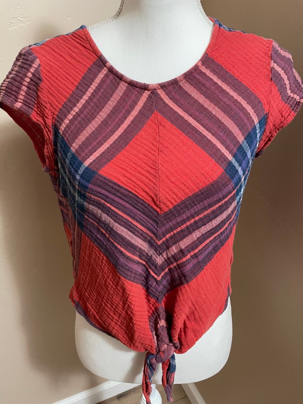 Cloth & Stone Top Womens XS Plaid